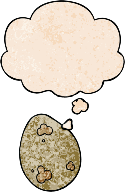 Bir insan tarafından çizilmiş grunge desenli düşünce baloncuklu çizgi film yumurtası.