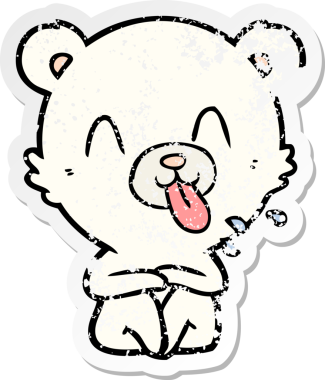 Bir insan tarafından çizilmiş dilden çıkmış kaba bir kutup ayısının sıkıntılı çıkartması.