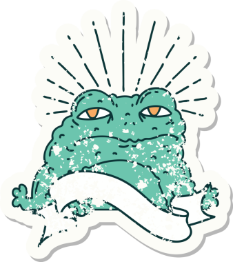 Bir insan tarafından çizilmiş eski bir dövme stili karakteri çıkartması.