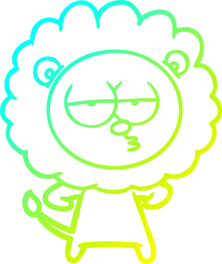 Bir insan tarafından çizilen ve canı sıkılan bir aslanın soğuk çizgi çizimi.