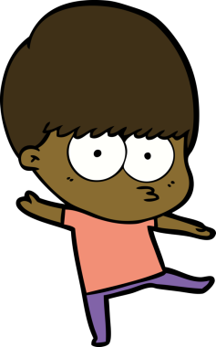 Bir insan tarafından çizilmiş sinirli çizgi film çocuğu.