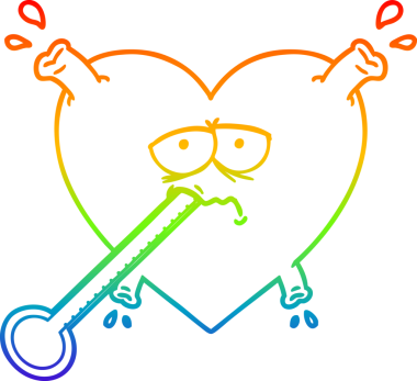 Bir insan tarafından çizilmiş sağlıksız bir kalbin çizgi çizimi.