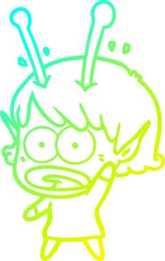 Bir çizgi film karakteri, bir insan tarafından çizilmiş soğuk gradyan çizimi.