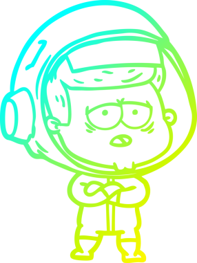 Bir insan tarafından çizilmiş soğuk gradyan çizgi çizimi yorgun astronot