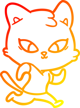 Bir insan tarafından çizilmiş sevimli bir çizgi film kedisinin sıcak çizgi çizgisi.