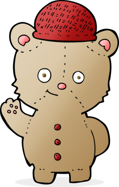 Bir insan tarafından çizilmiş şapkalı çizgi film ayısı.