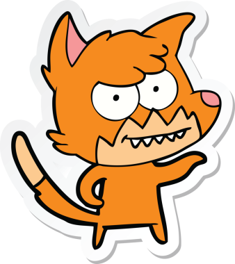 Bir insan tarafından çizilmiş sırıtan tilki çizgi filminin çıkartması