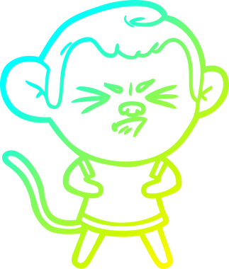 Bir insan tarafından çizilmiş, sinir bozucu bir maymunun soğuk çizgi çizimi.