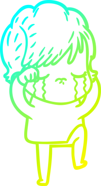 Bir insan tarafından çizilmiş ağlayan bir karikatür çizimi.