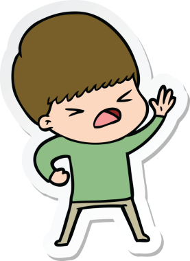 Bir insan tarafından çizilmiş bir karikatür çıkartması.