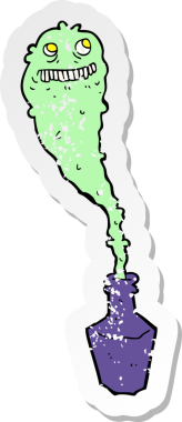 Şişede bir insan tarafından çizilmiş garip bir karikatürün gerilimli yapıştırması.