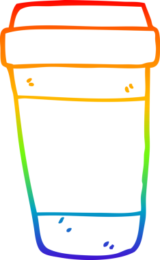 gökkuşağı gradyan çizgi çizimi bir insan tarafından çizilmiş bir kahve fincanı