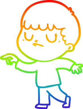 Gökkuşağı gradyan çizgi çizimi bir insan tarafından çizilmiş huysuz bir çocuk