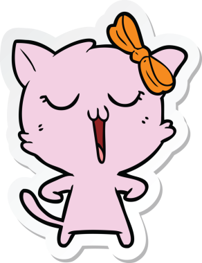 Bir insan tarafından çizilmiş çizgi film kedisinin çıkartması.