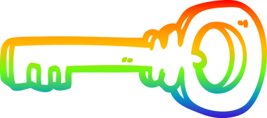 Gökkuşağı gradyan çizgi çizimi Bir insan tarafından çizilmiş altın anahtar