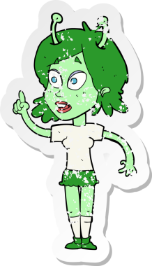 Bir insan tarafından çizilmiş uzaylı çizgi filminin gerilimli yapıştırması.