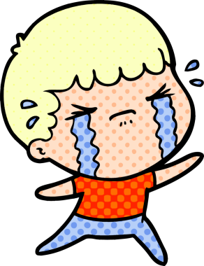 Bir insan tarafından çizilmiş ağlayan çizgi film adamı.