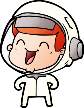 Bir insan tarafından çizilmiş mutlu astronot çizgi filmi.