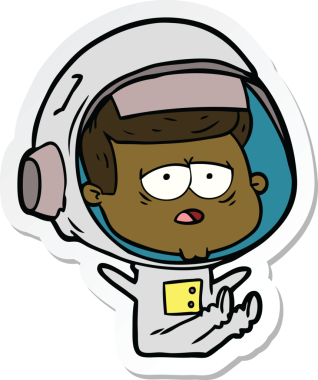 Bir insan tarafından çizilmiş yorgun bir astronotun çıkartması.