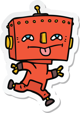 Bir insan tarafından çizilmiş robot karikatür çıkartması.