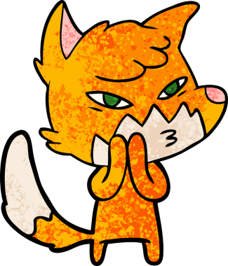 Bir insan tarafından çizilmiş akıllı çizgi film tilkisi.