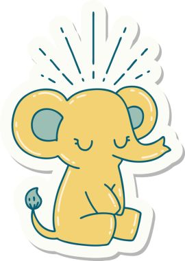 Bir insan tarafından çizilmiş dövme stili şirin bir fil.