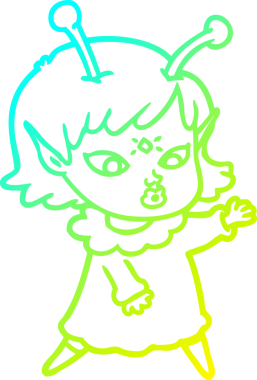 Bir insan tarafından çizilmiş güzel bir uzaylı kız çizimi.