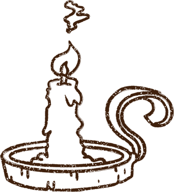 Bir insan tarafından çizilmiş mum lambası kömürü.