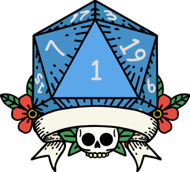 Retro Dövme Biçimi Doğal Bir d20 zar bir insan tarafından çizildi