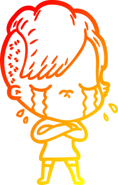 Bir insan tarafından çizilmiş, ağlayan bir çizgi film çizimi.