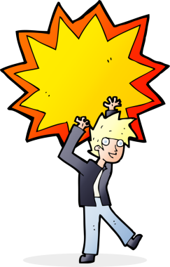 Bir insan tarafından çizilmiş harika bir fikri olan bir çizgi film adamı.