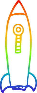 Bir insan tarafından çizilmiş bir uzay roketinin gökkuşağı gradyanı çizimi