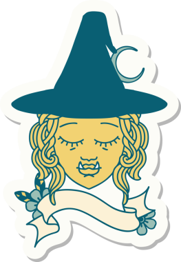 Bir insan tarafından çizilmiş yarım ork cadı yüzü çıkartması.