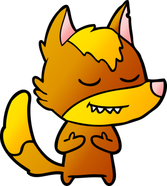 Bir insan tarafından çizilmiş tilki çizgi film karakteri