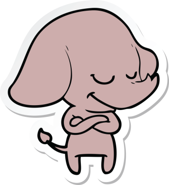 Bir insan tarafından çizilmiş gülümseyen fil çıkartması.