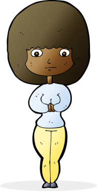 bir insan tarafından çizilmiş utangaç bir kadın.