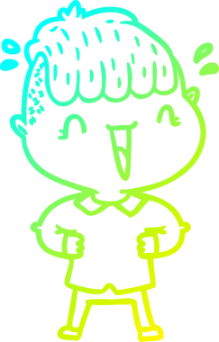 Bir çizgi filmin soğuk gradyan çizimi mutlu bir çocuğun bir insan tarafından çizilmesine şaşırdı