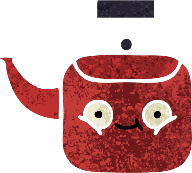 Bir insan tarafından çizilmiş bir çaydanlığın retro çizim tarzı karikatürü