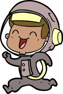 Bir insan tarafından çizilmiş mutlu astronot çizgi filmi.