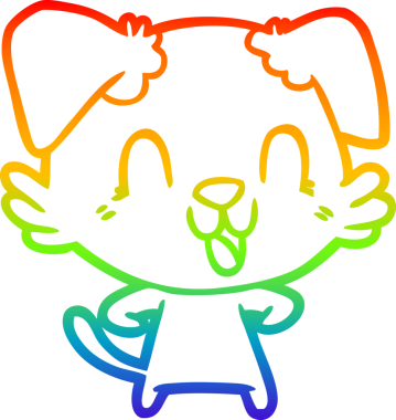 Gökkuşağı gradyan çizgisi bir insan tarafından çizilmiş gülen bir çizgi köpeğin çizimi