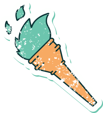 Bir insan tarafından çizilmiş yanan bir meşalenin sembolik dövmeli görüntüsü