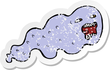 Bir insan tarafından çizilmiş karikatür bir hayaletin gerilmiş çıkartması.