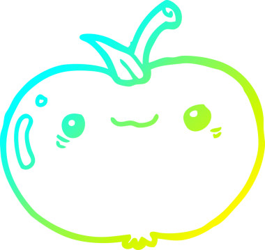 Bir insan tarafından çizilen elma karikatürünün soğuk gradyan çizimi