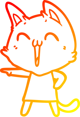 Bir insan tarafından çizilmiş mutlu çizgi film kedisinin sıcak çizgi çizgisi.