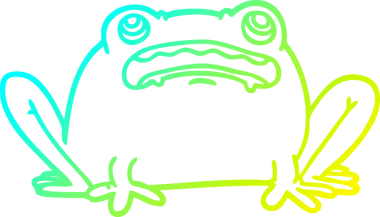 Bir insan tarafından çizilmiş bir kurbağanın soğuk çizgi çizimi.