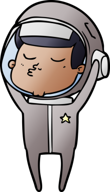 Bir insan tarafından çizilmiş kendine güvenen bir astronot çizgi filmi.