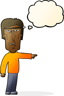 Bir insan tarafından çizilmiş düşünce baloncuğu olan bir adam.