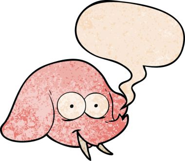 insan tarafından çizilmiş eski moda konuşma baloncuklu çizgi film fili suratı