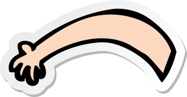 Bir insan tarafından çizilmiş bir karikatür kolunun çıkartması.