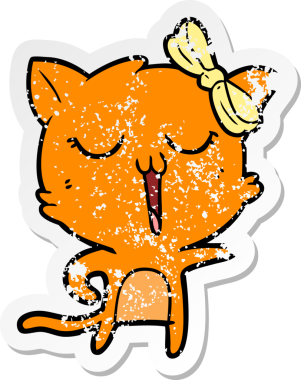 Bir insan tarafından çizilmiş karikatür bir kedinin sıkıntılı çıkartması.